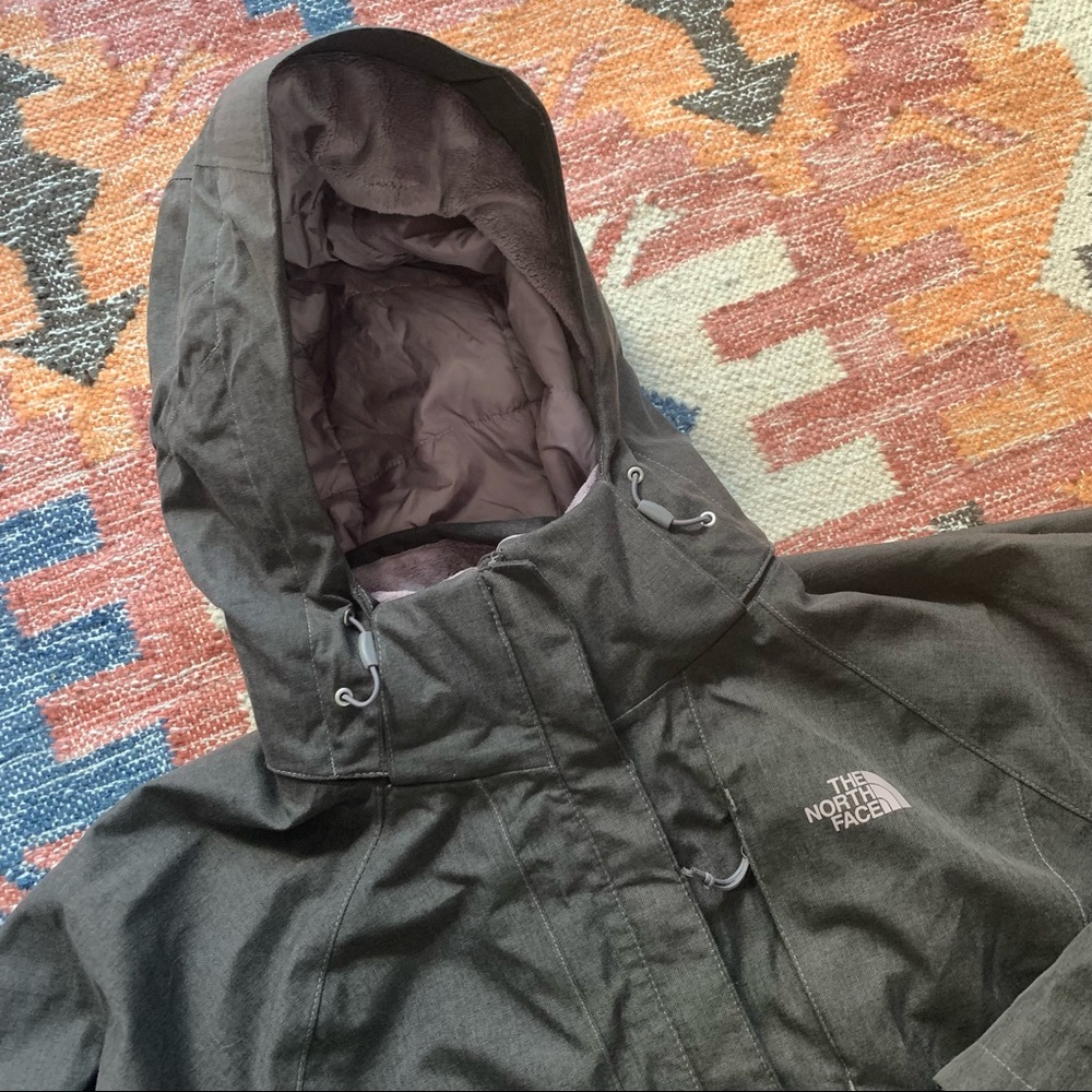 The North Face Women's Gray Hooded Jacket with Light Pink Lining - Picture 3 of 12